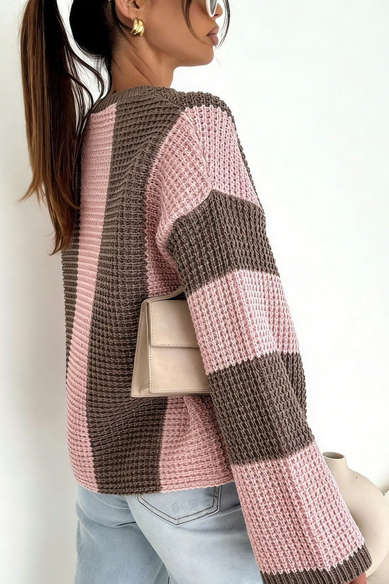 Striped Waffle-Knit Sweater