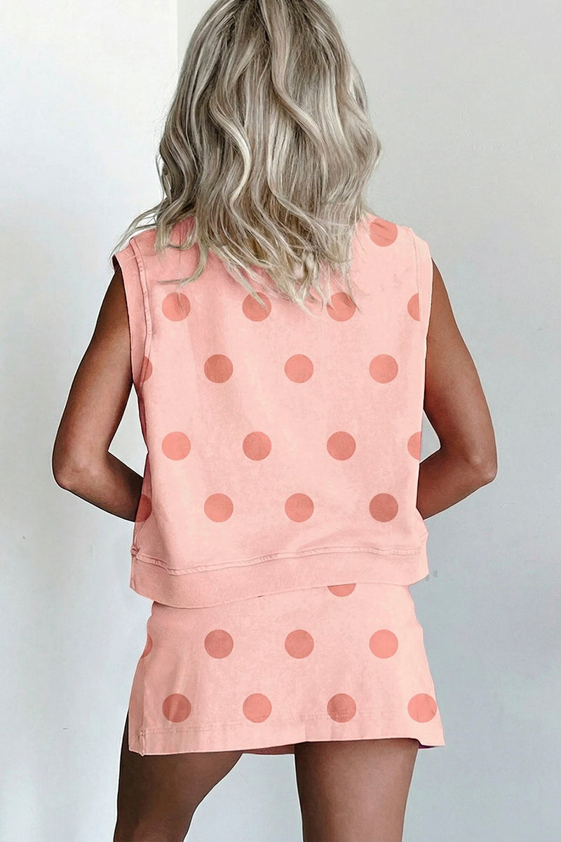 Polka Dot Tank Split Mini Skort Set