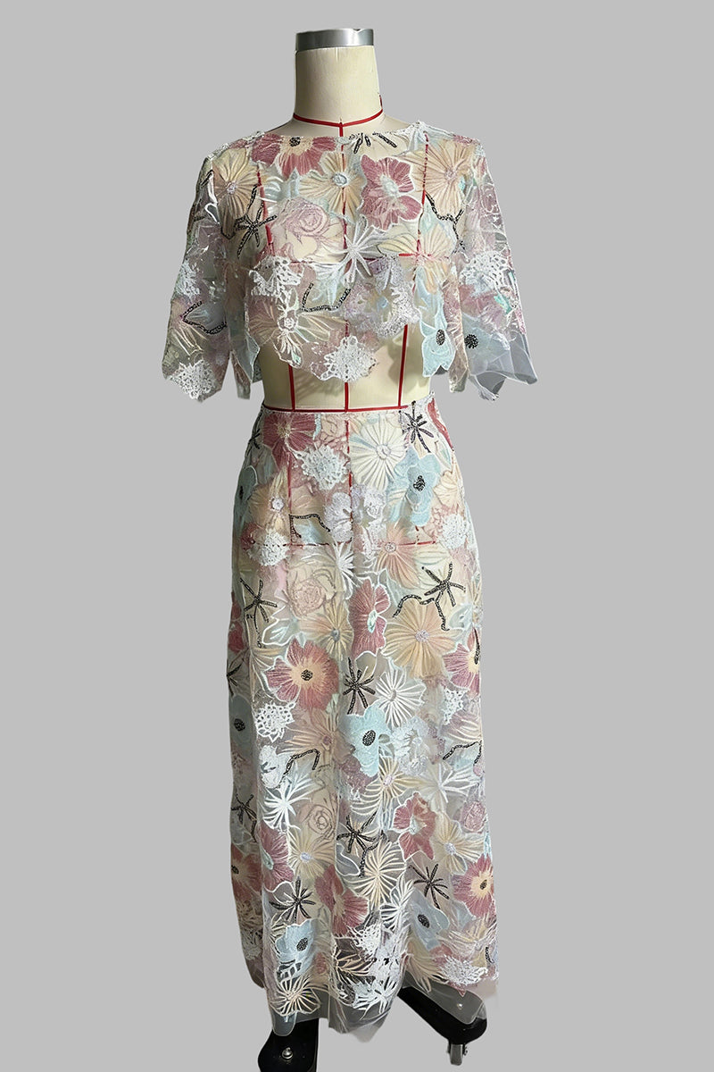 Floral Detail Skirt Set