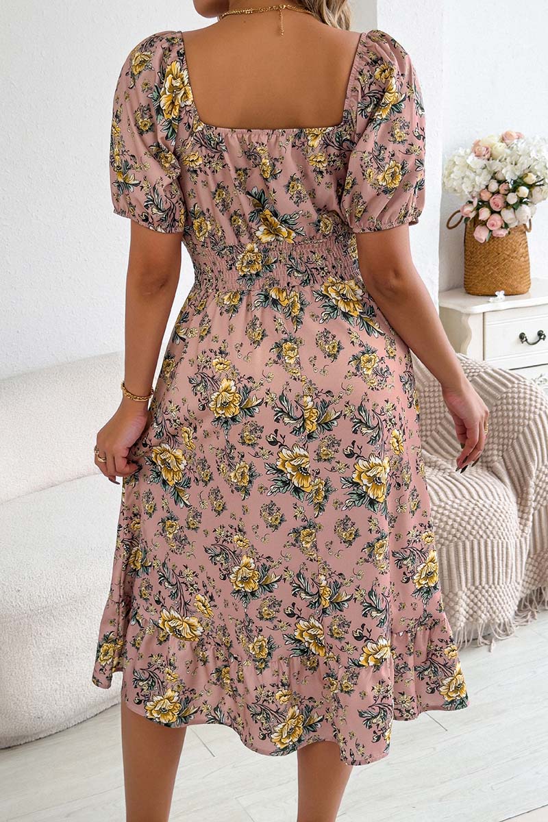 Off-the-Shoulder Floral Casual Dress
