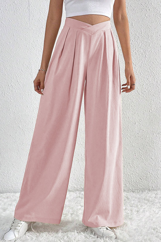 High Waist Wide Leg Casual Trousers