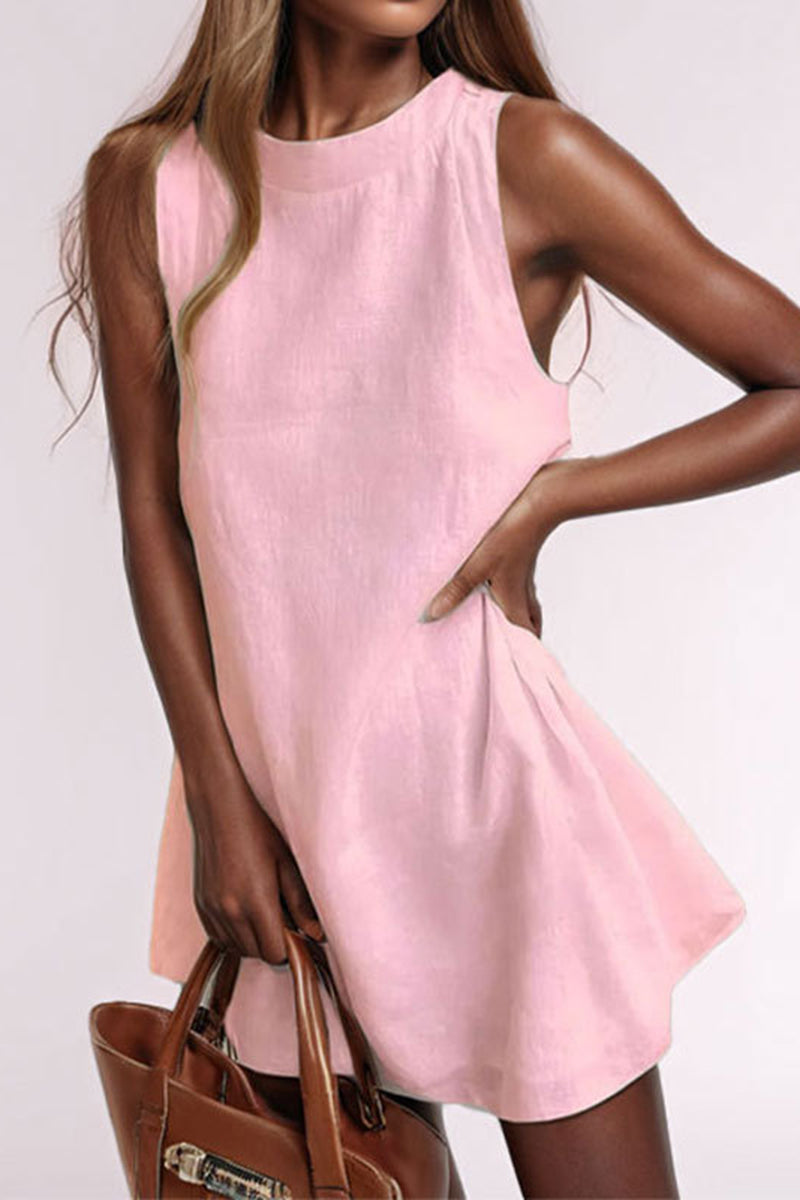 Artistic Face Print Sleeveless Dress