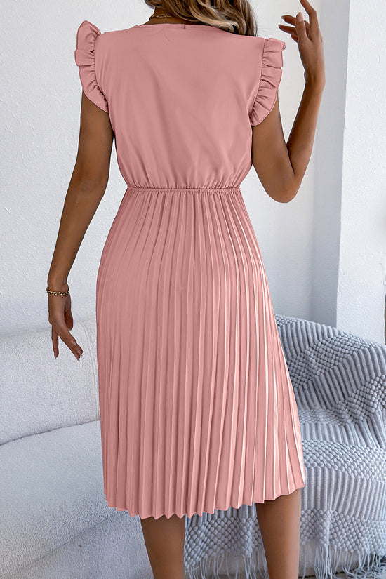 V-Neck Flutter Sleeve Casual Dress