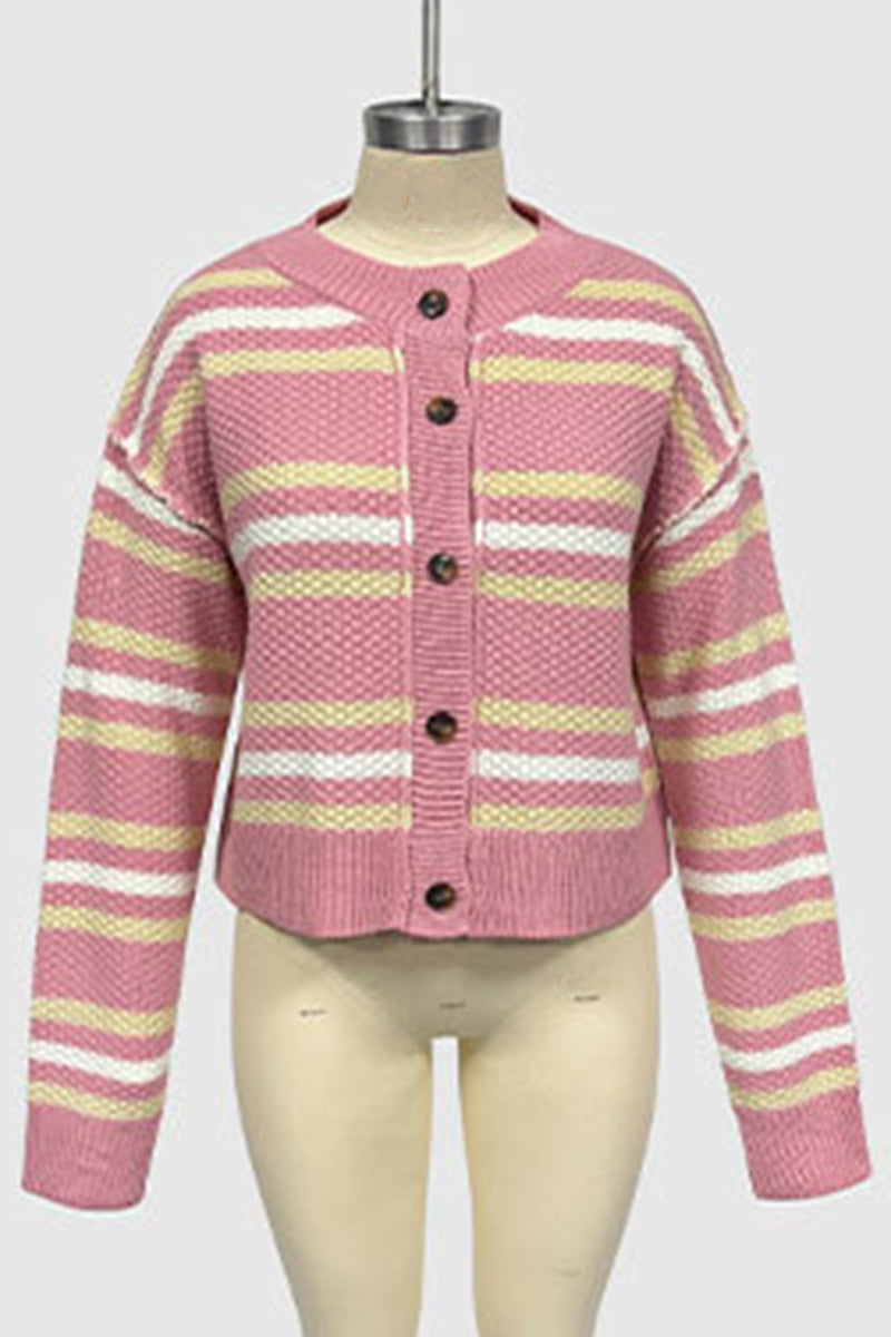 Striped Button-Up Cardigan