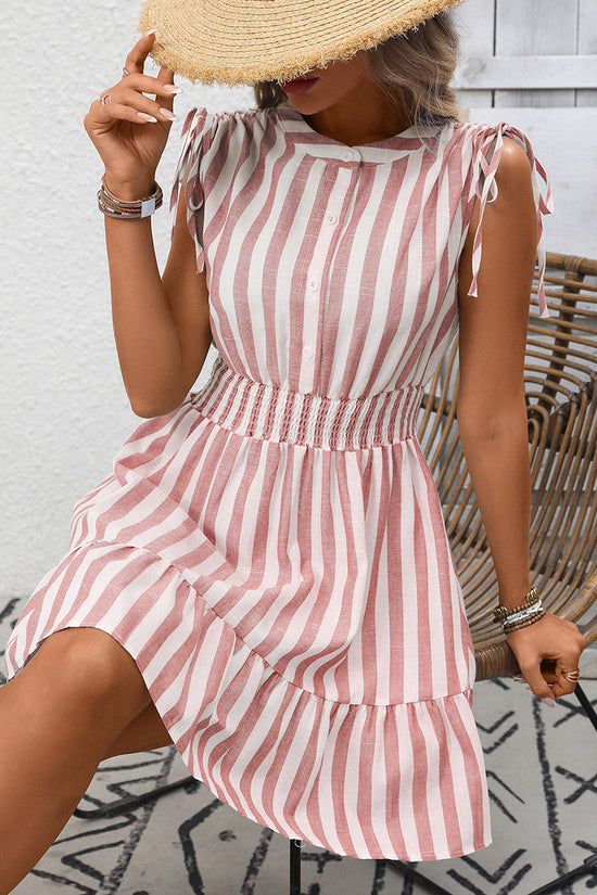 Striped Sleeveless Casual A-Line Dress