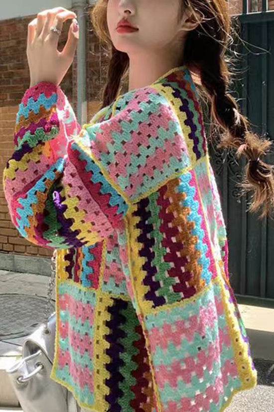 Vibrant Patchwork Cardigan