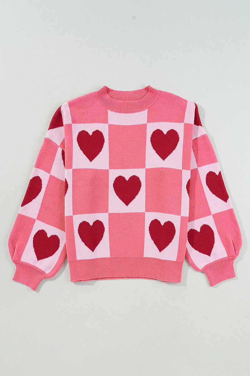 Heart Patterned Oversized Sweater