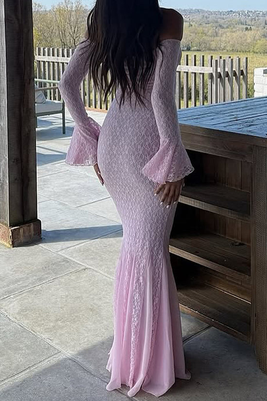 Off-Shoulder Lace Bodycon Maxi Dress