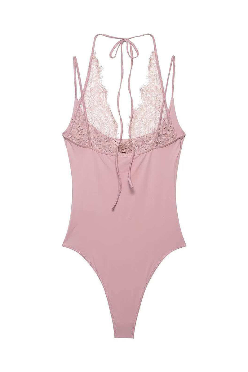 Elegant Lace Backless Bodysuit