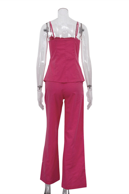 Chic Sleeveless Button-Up Pants Set