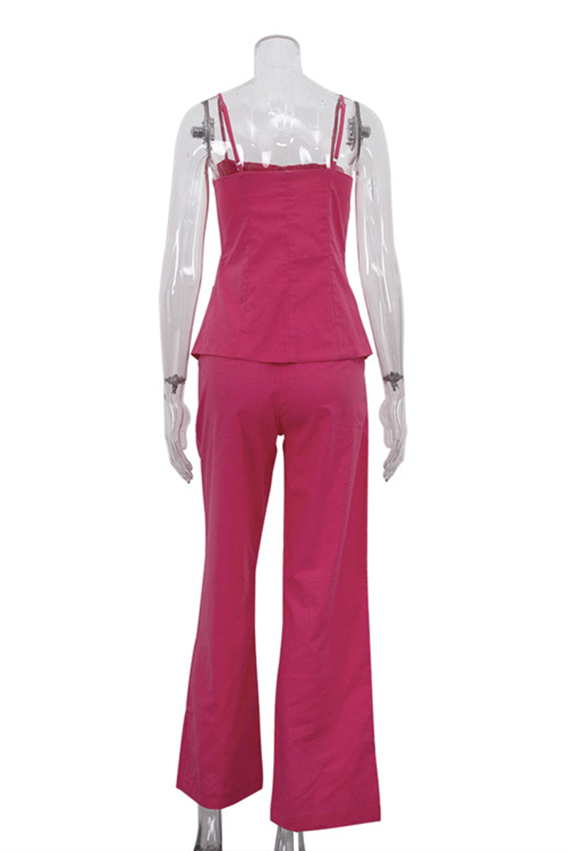 Chic Sleeveless Button-Up Pants Set