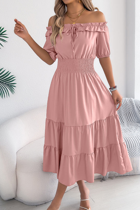 Off-Shoulder Ruffle Midi Dress