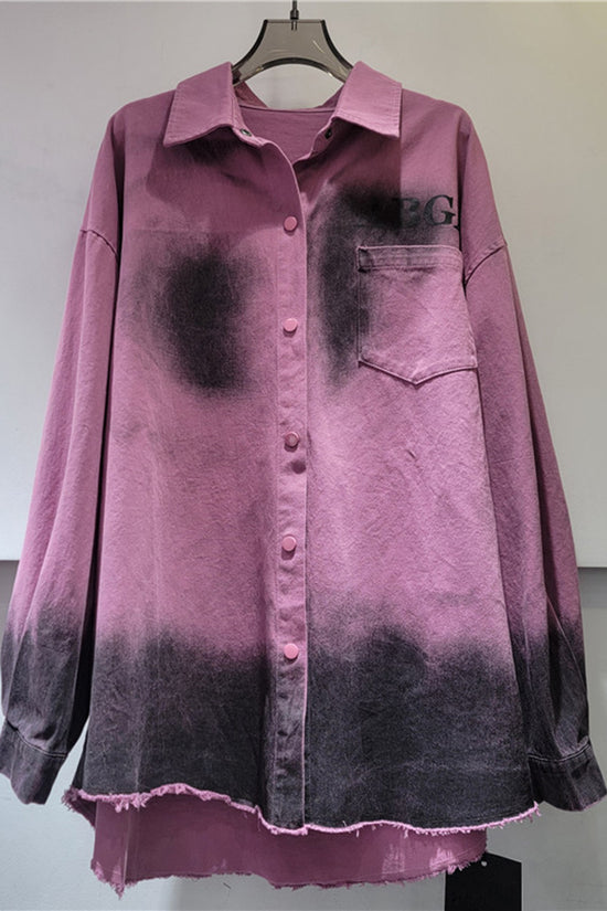 Ombre Text-Print Oversized Shirt