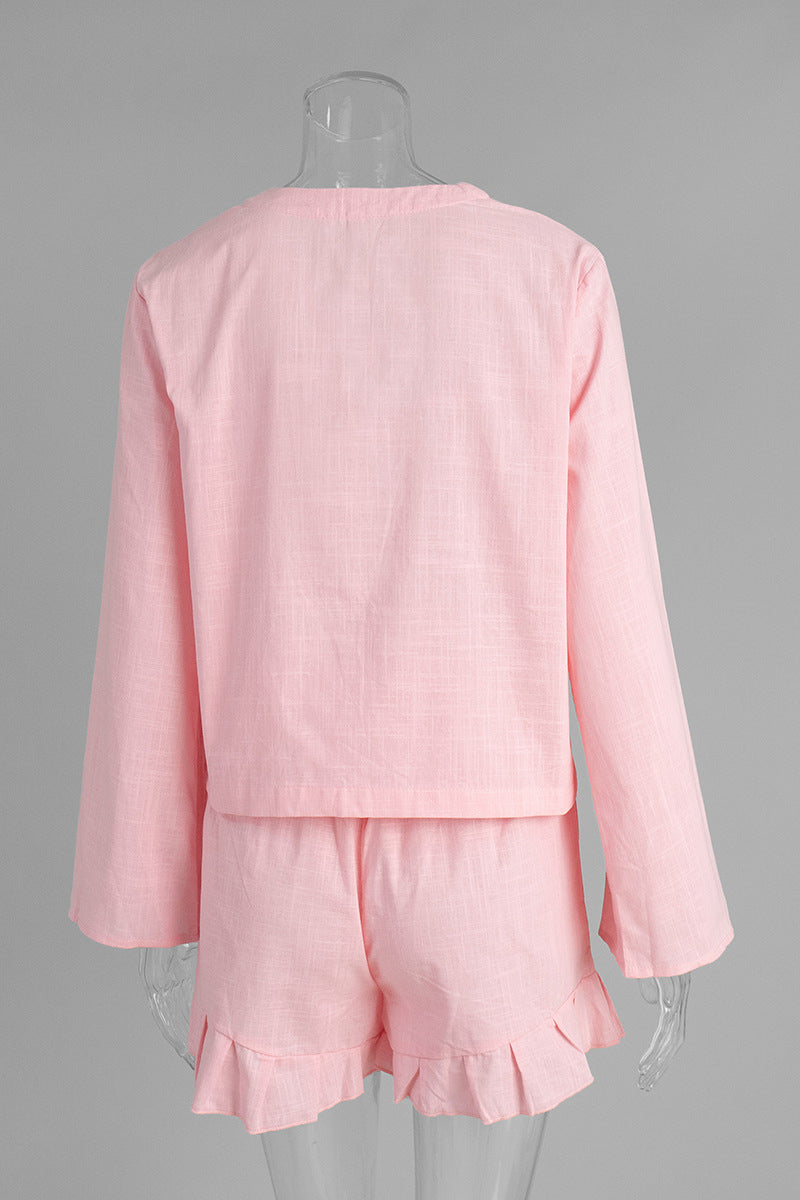 Elegant Tie Front Shorts Set
