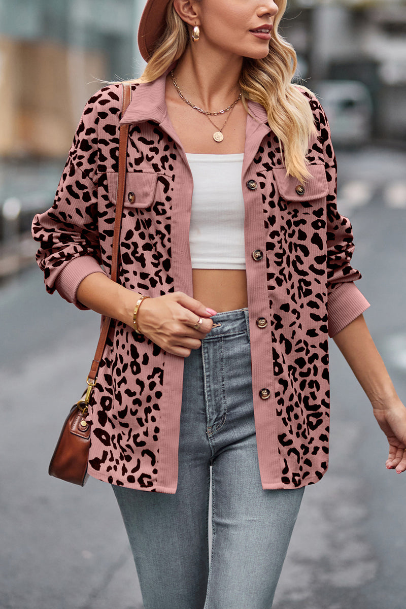 Leopard Print Button-Up Blouse