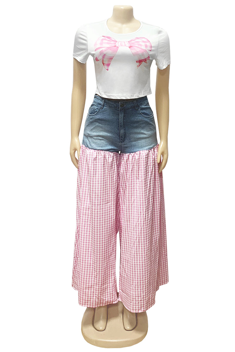 Chic Checkered Pants and Tee Set