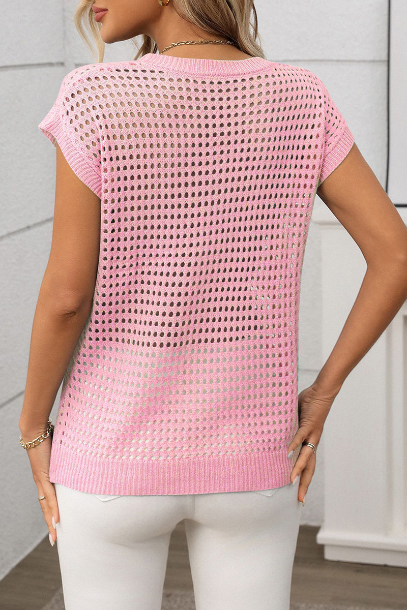 Sleeveless Open-Knit Sweater Vest