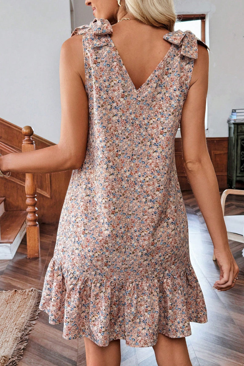 Floral Sleeveless Ruffle Hem Dress