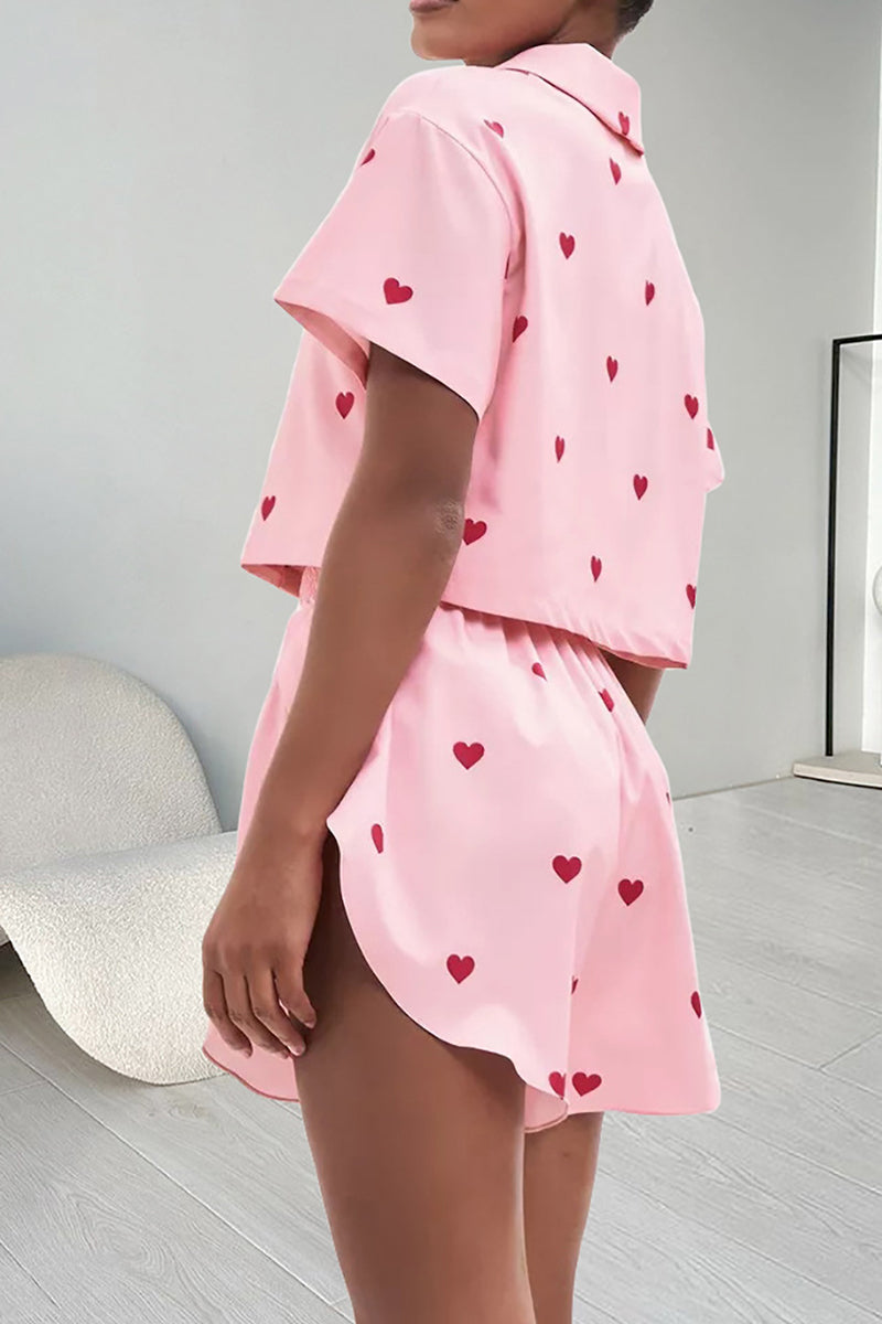 Heart Print Pajama Set
