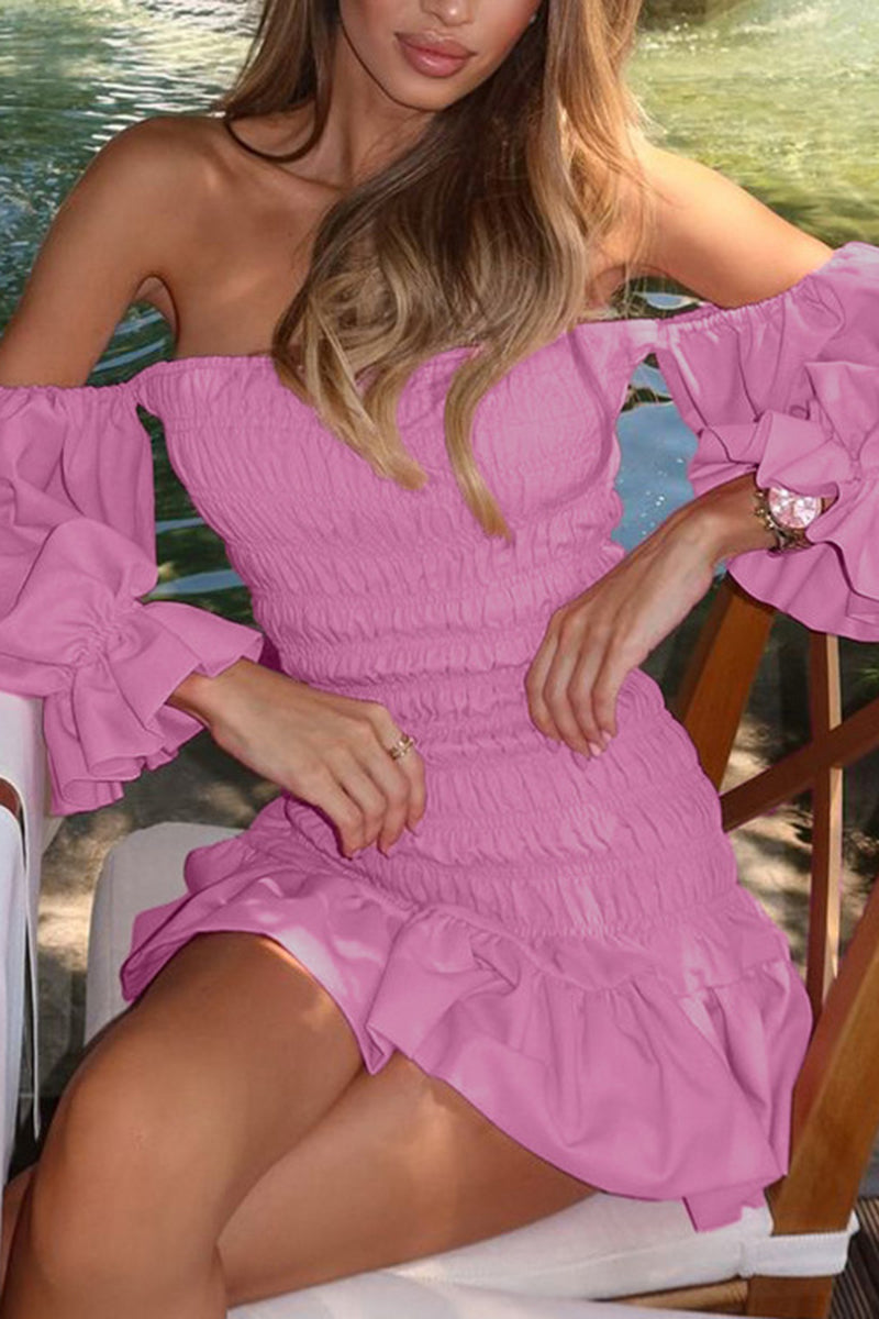 Off-Shoulder Ruffled Casual Dress