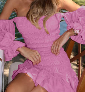Off-Shoulder Ruffled Casual Dress