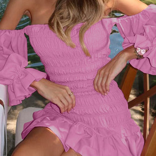 Off-Shoulder Ruffled Casual Dress