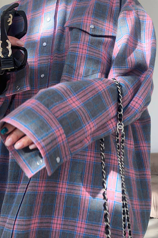 Plaid Oversized Button-Up Shirt