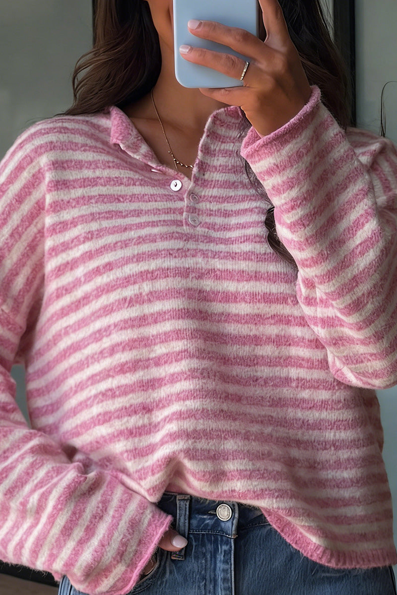 Striped Button-Up Sweater
