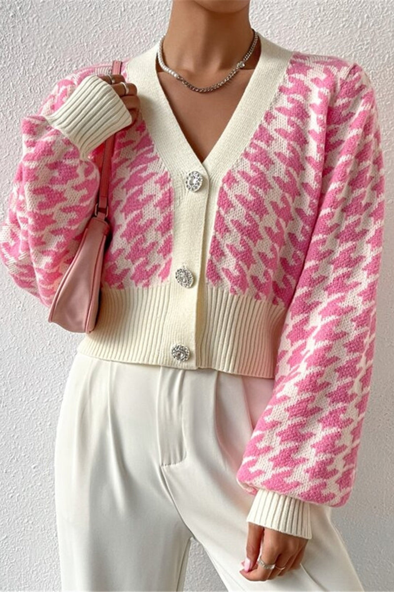 Patterned Button-Up Cardigan