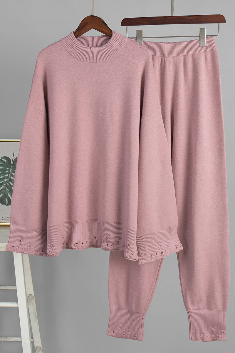 Elegant Pants Set with Knit Details