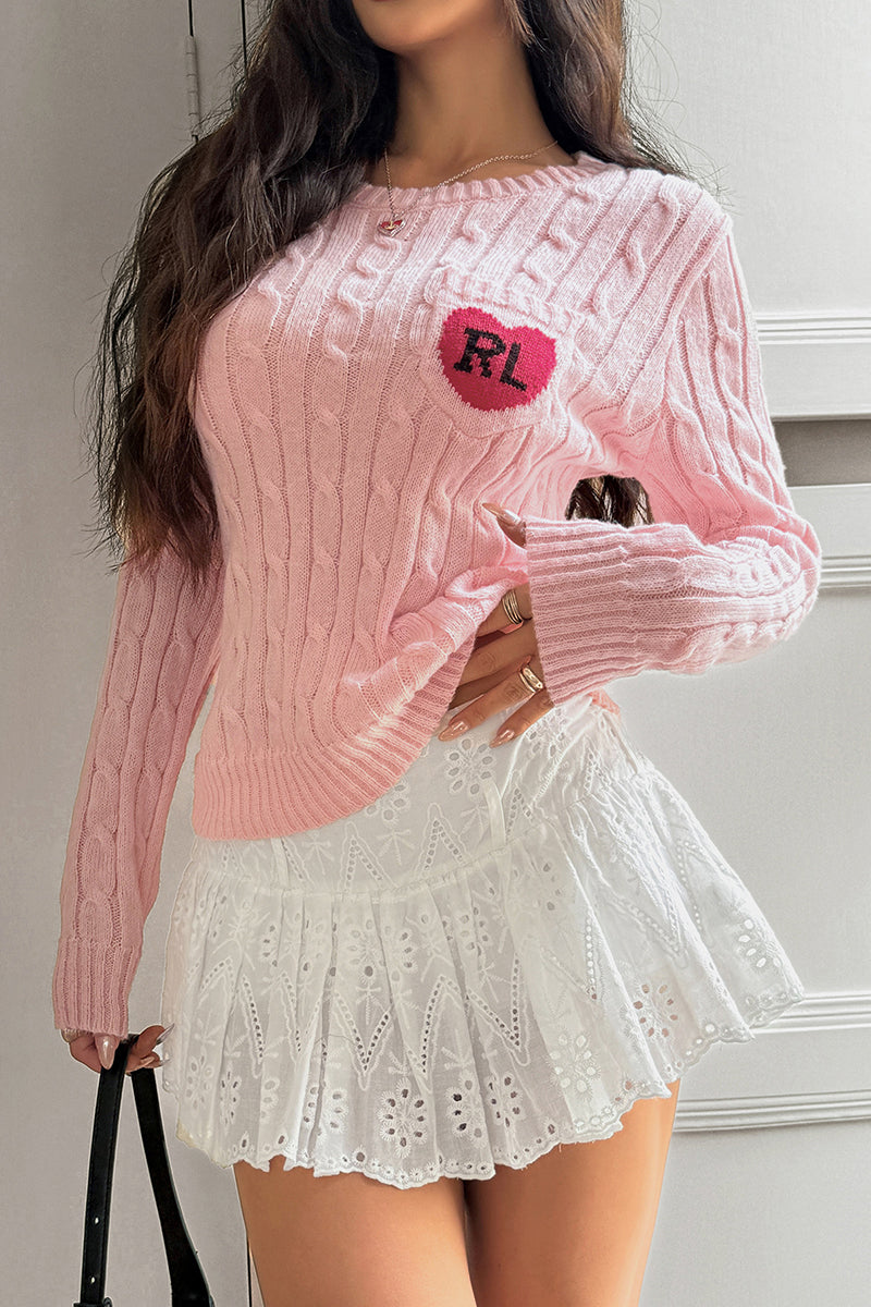 Heart Accent Cable Knit Sweater