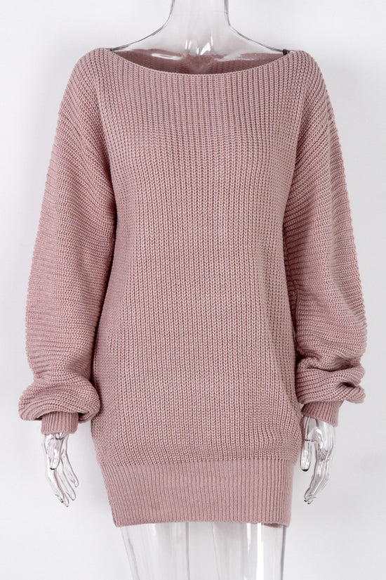 Off-Shoulder Knit Casual Dress