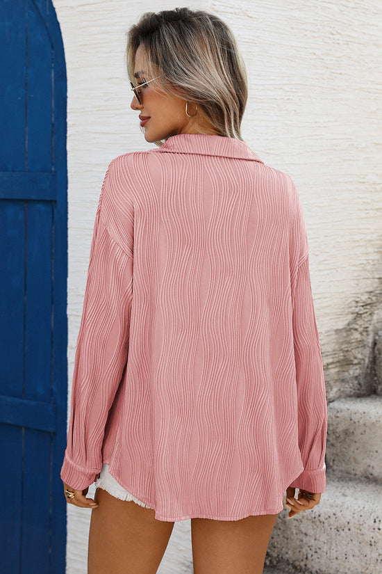 Textured Long Sleeve Blouse