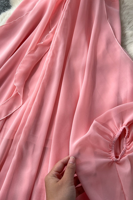 Elegant Halter Sleeveless Flowing Dress