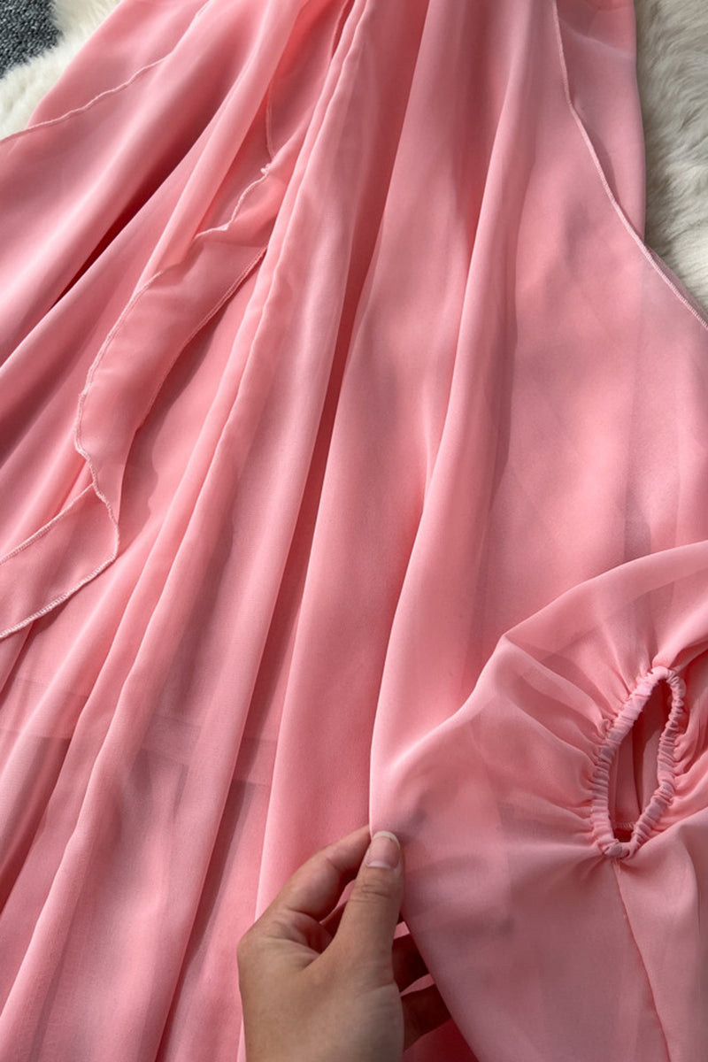 Elegant Halter Sleeveless Flowing Dress