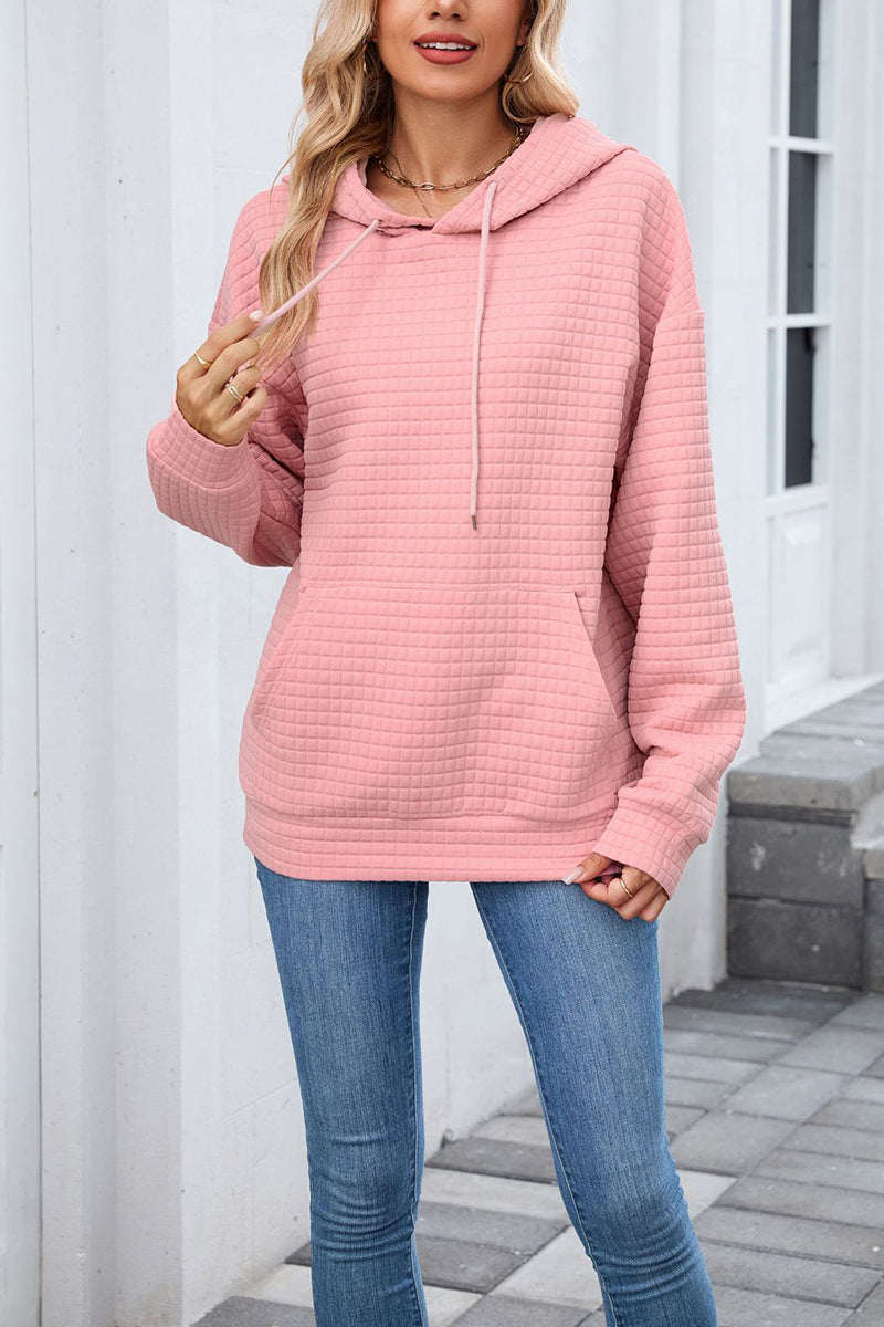 Textured Casual Hoodie with Pocket