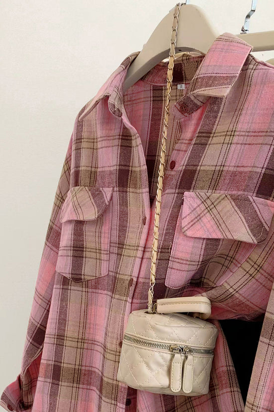 Plaid Oversized Button-Up Shirt