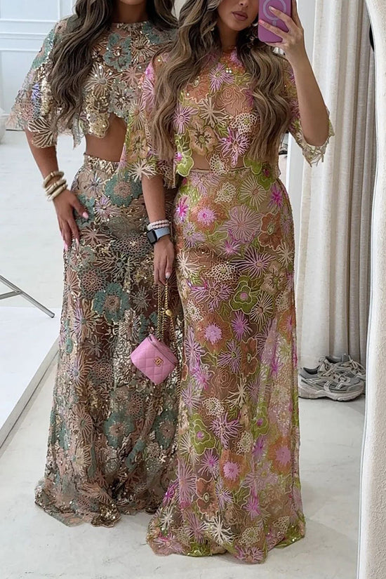 Floral Detail Skirt Set