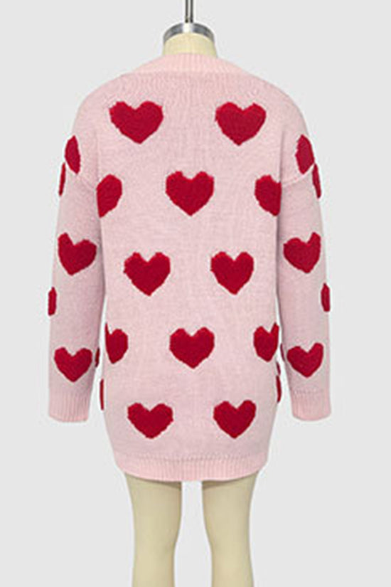 Heart Pattern Button-Up Cardigan