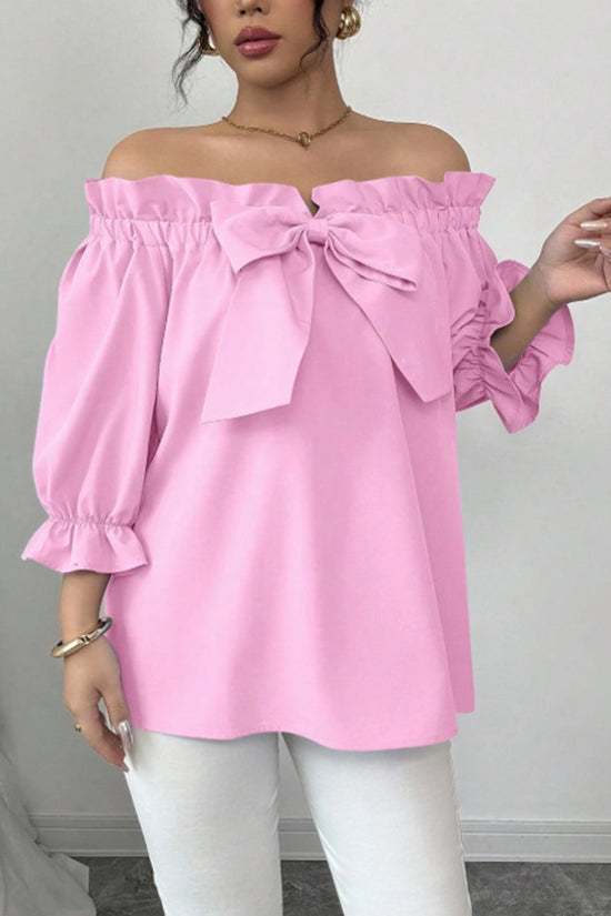 Elegant Bow Accent Ruffle Blouse