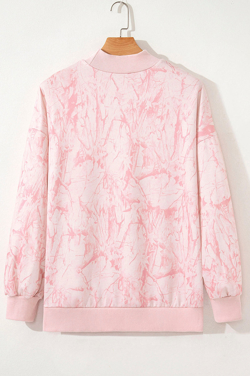 Tie Dye Camo Bow Mock Neck Sweatshirt
