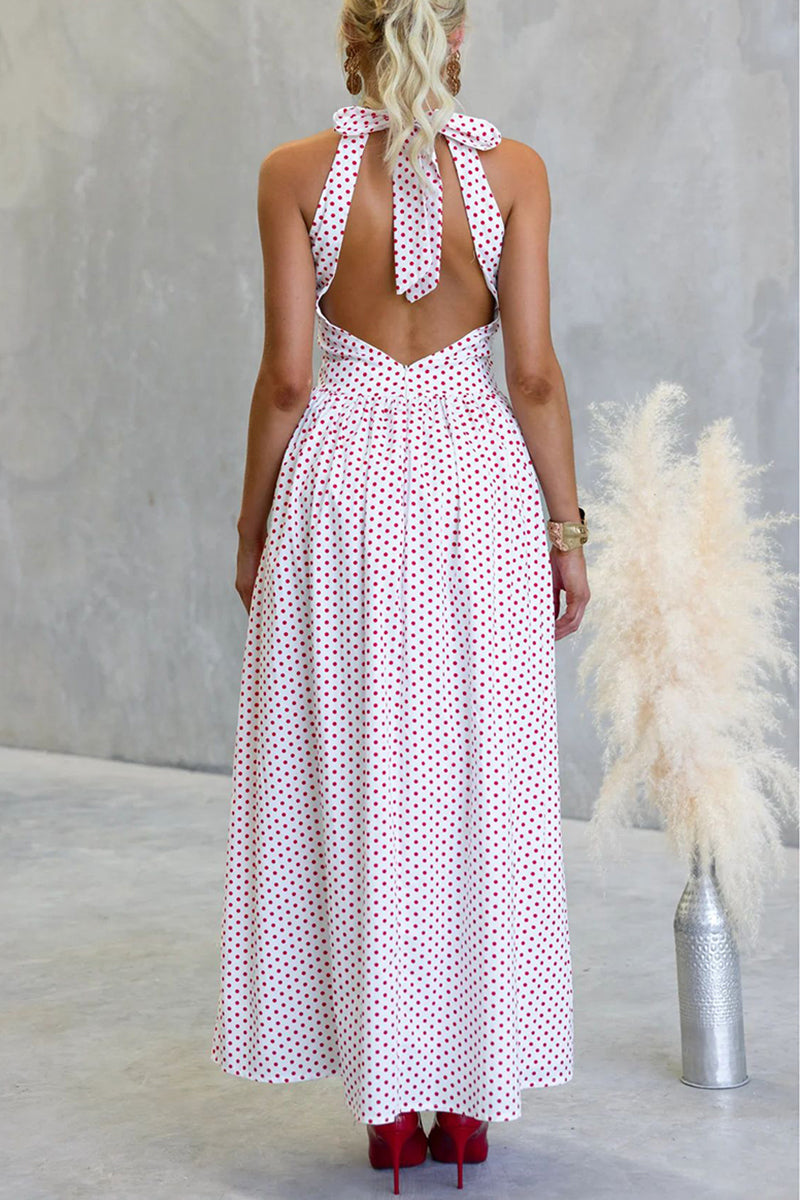 Polka Dot Halter Maxi Dress