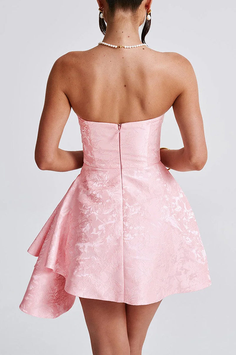 Strapless Textured Fit and Flare Mini Dress