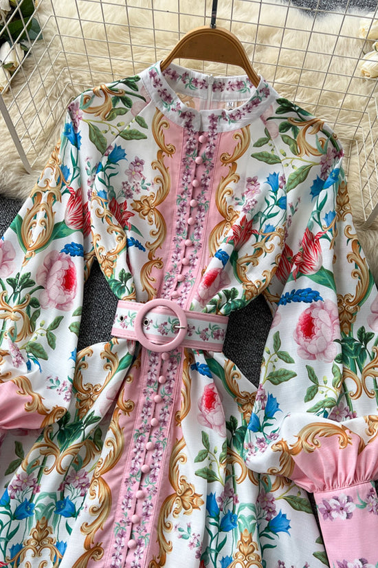 Floral Belted Casual Dress