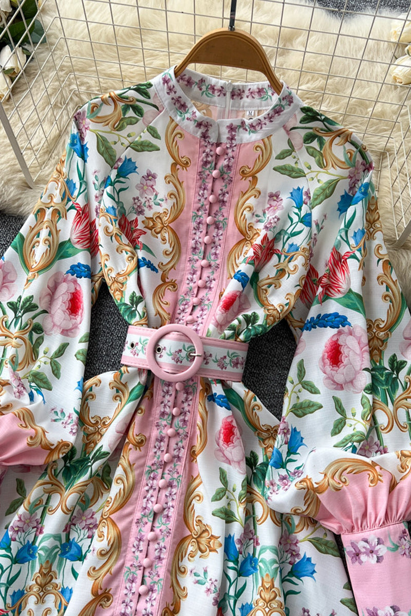 Floral Belted Casual Dress