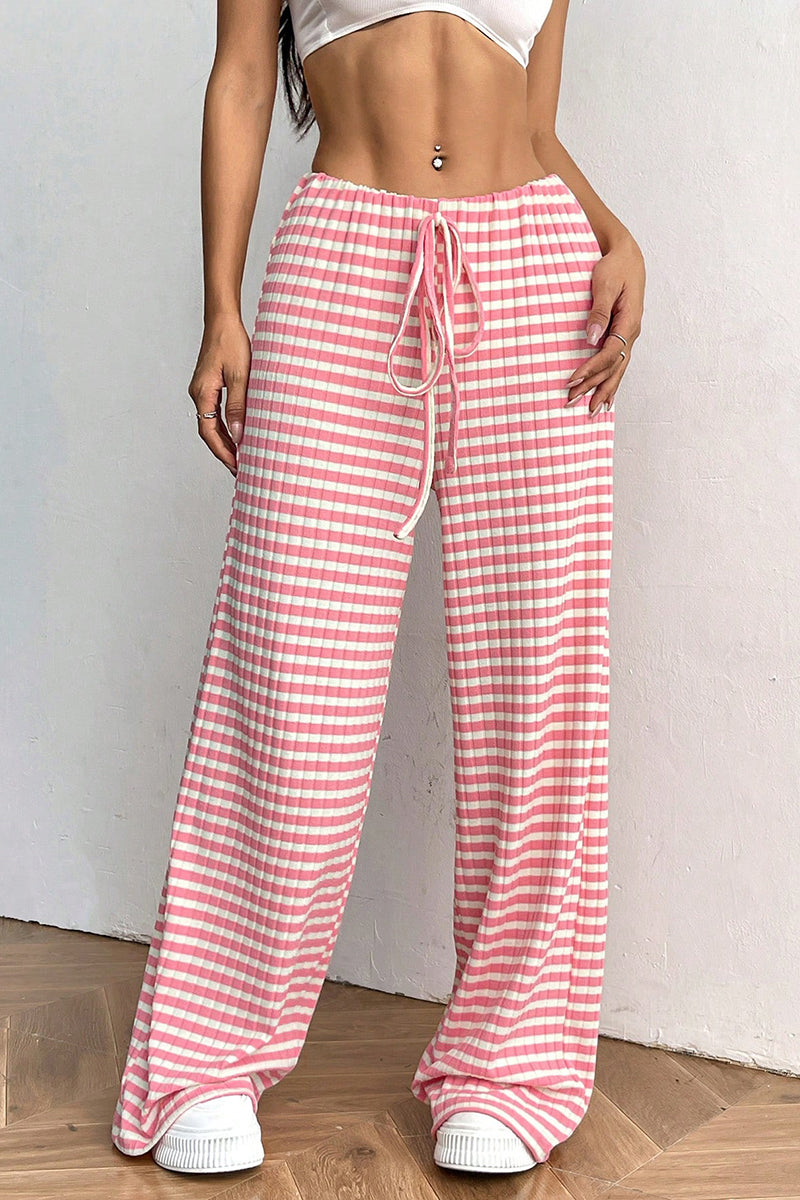 Checkered Wide-Leg Casual Pants