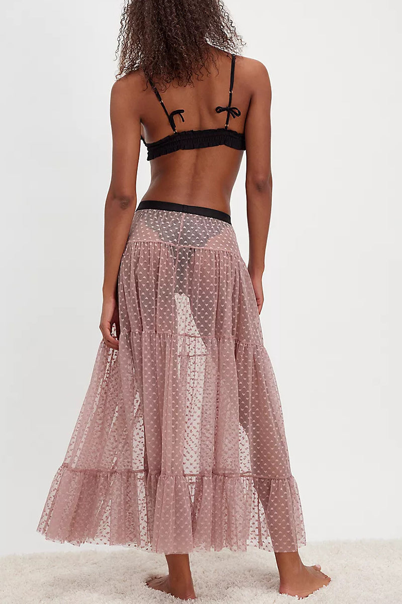 Sheer Layered Midi Skirt
