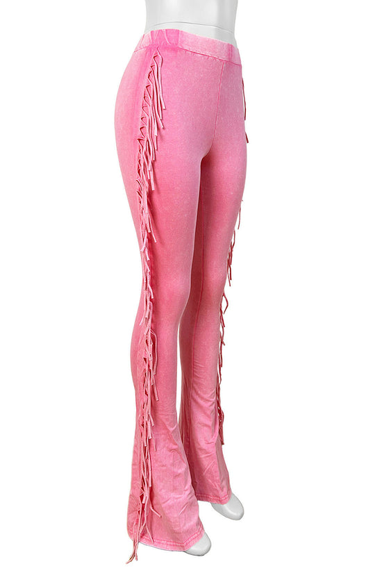 Fringe-Trim Casual Pants