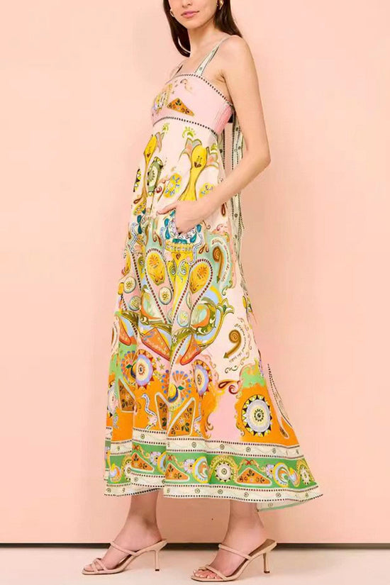 Graphic Print Sleeveless Maxi Dress