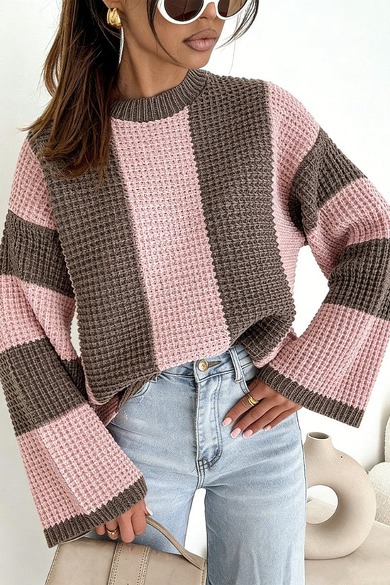 Striped Waffle-Knit Sweater